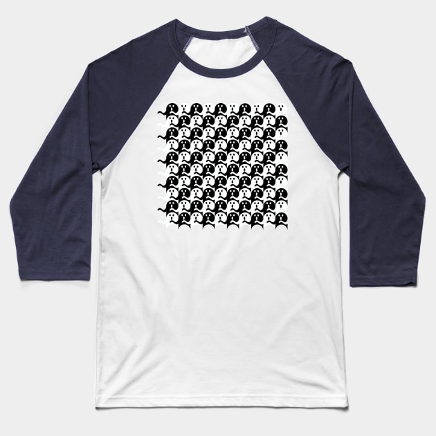 Ghost Tessellation Pattern (Black and White) Baseball T-Shirt by inotyler
